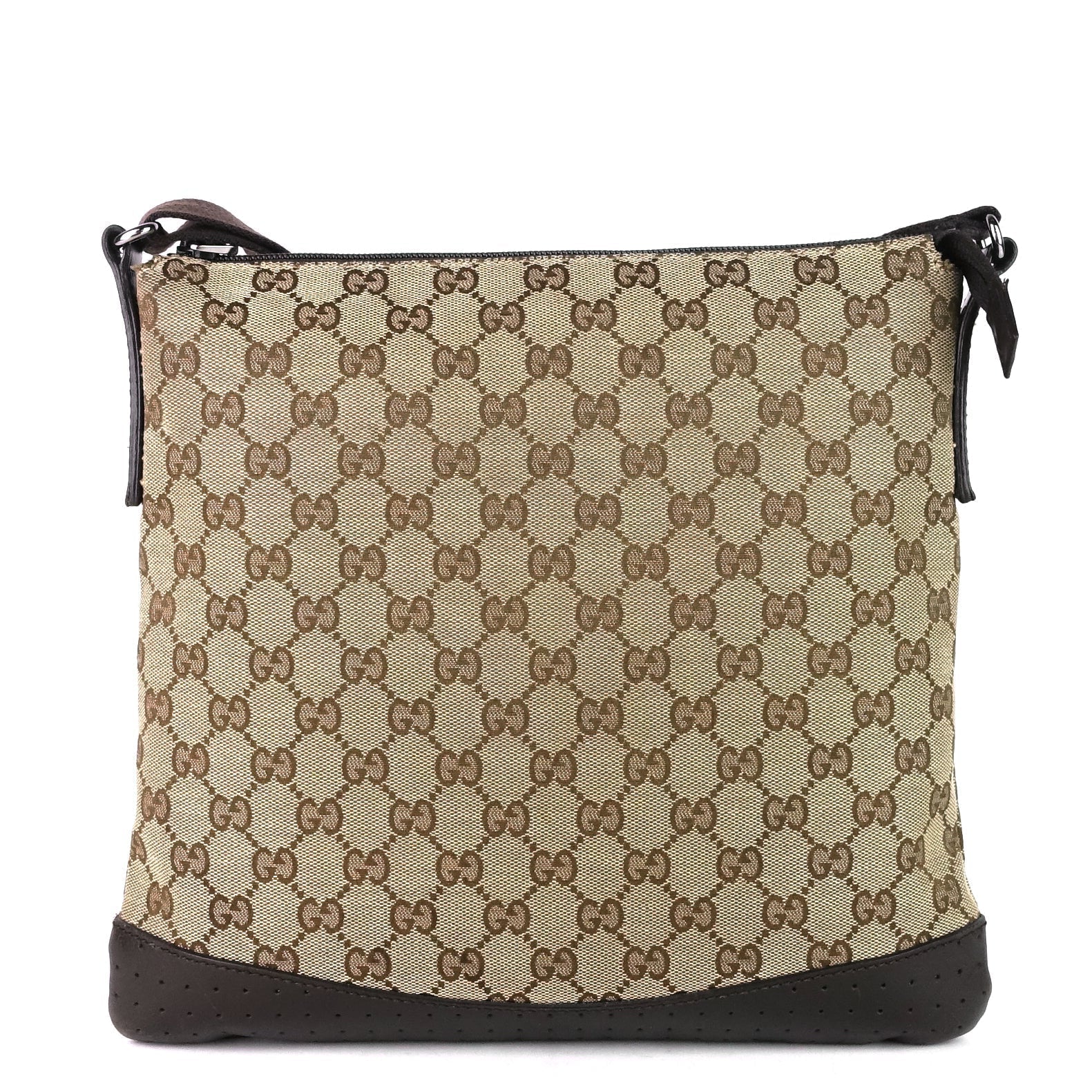 Gucci Perforated Messenger Bag Canvas Monogram Shoulder Bag