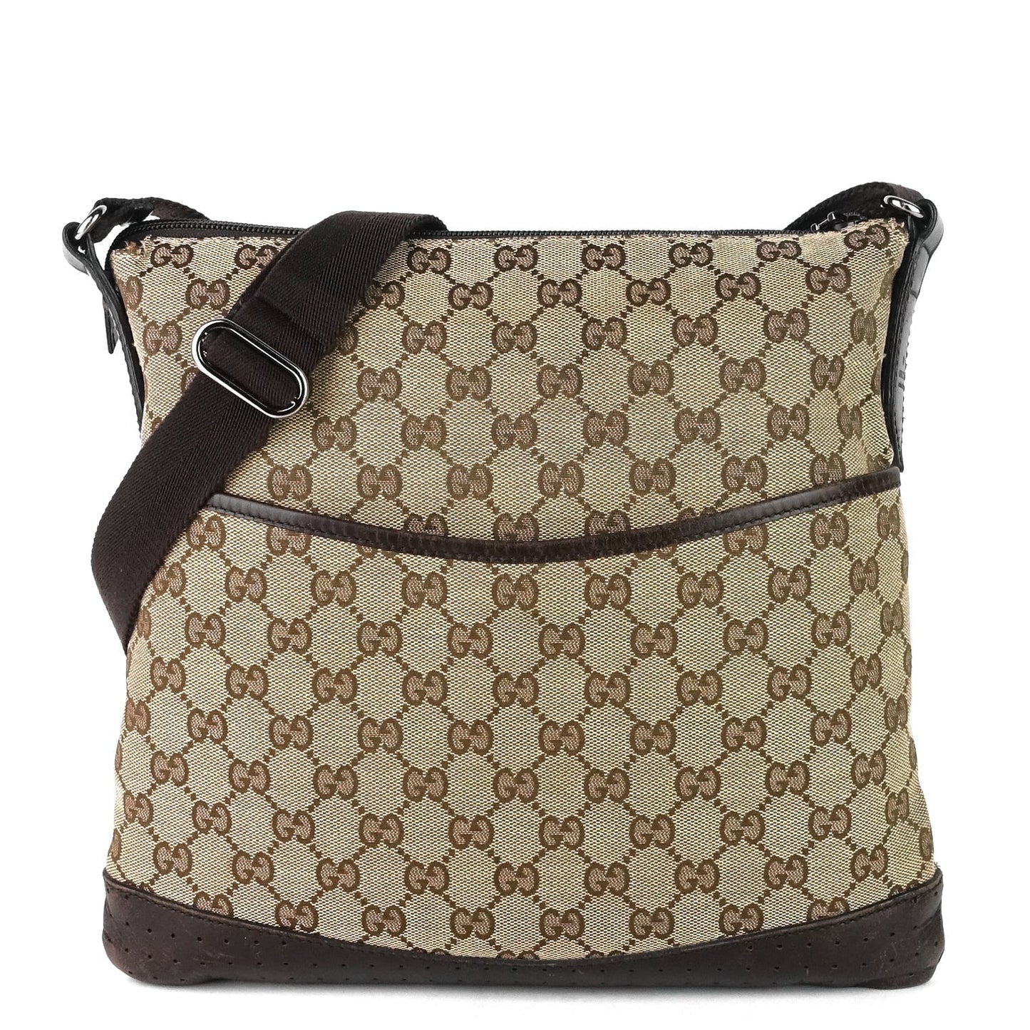 Gucci Perforated Messenger Bag Canvas Monogram Shoulder Bag