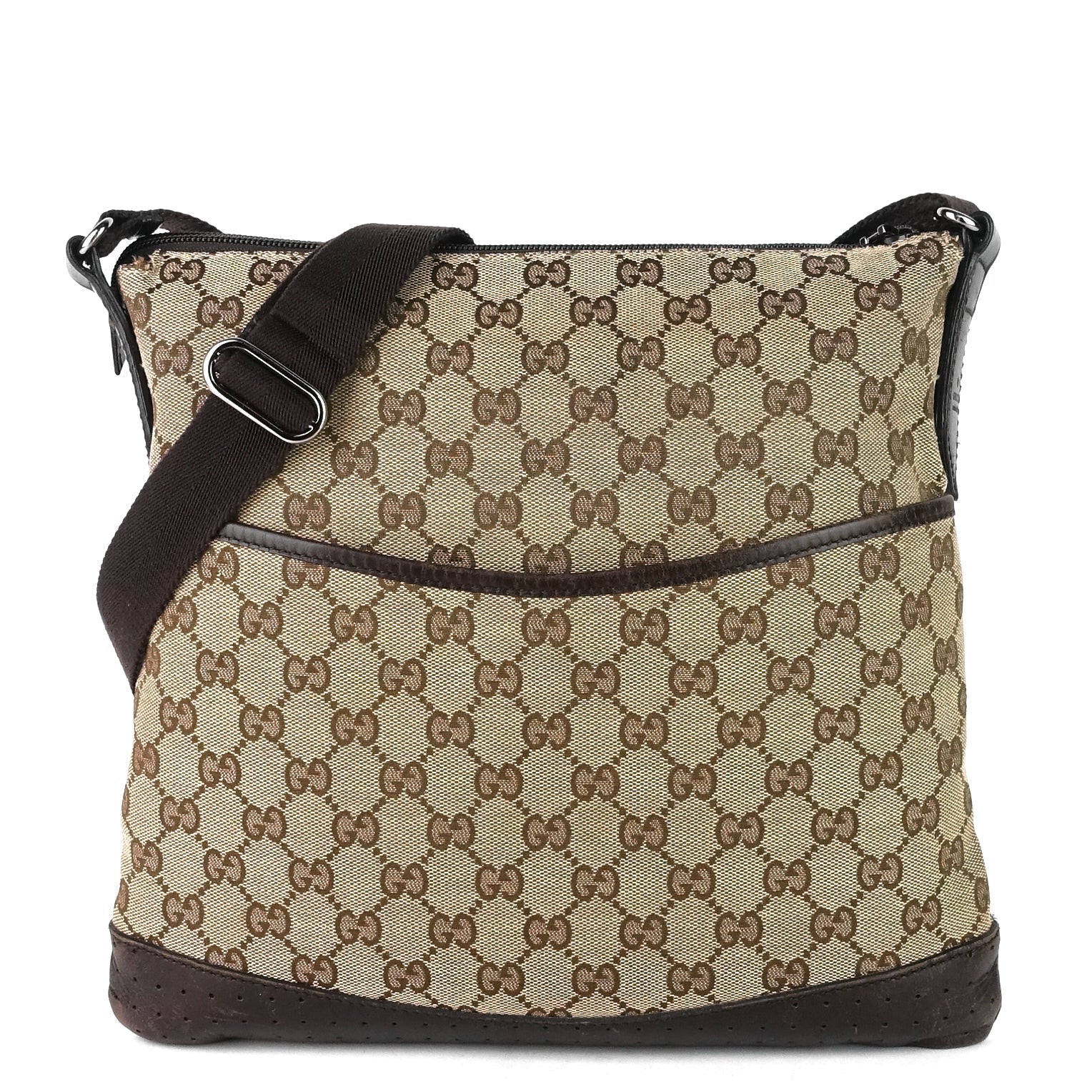 Gucci Perforated Messenger Bag Canvas Monogram Shoulder Bag