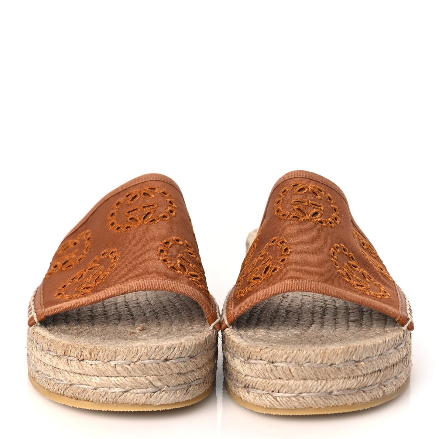 Gucci Canvas Interlocking G Damita Espadrille Sandals 38 Blondie Cognac