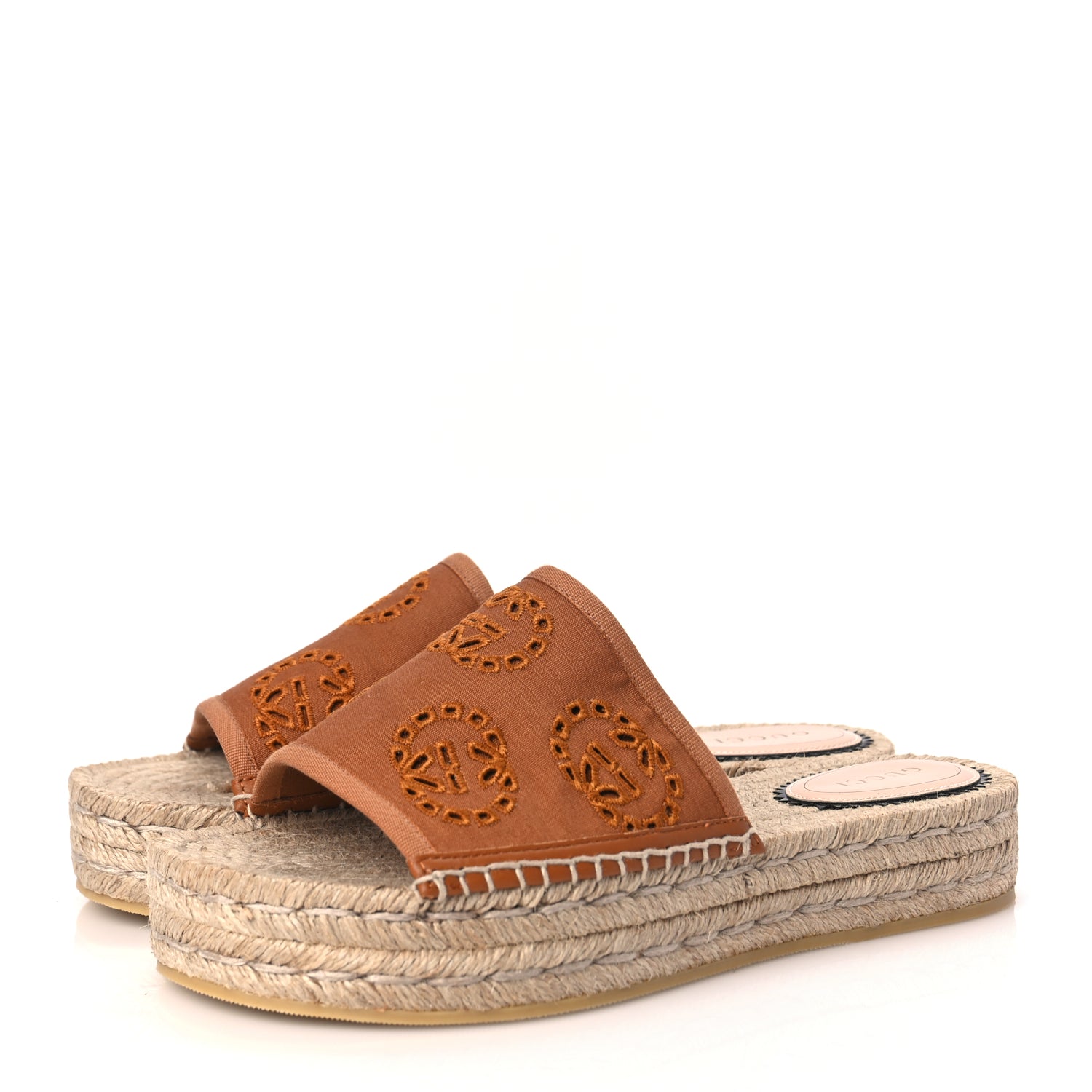 Gucci Canvas Interlocking G Damita Espadrille Sandals 38 Blondie Cognac