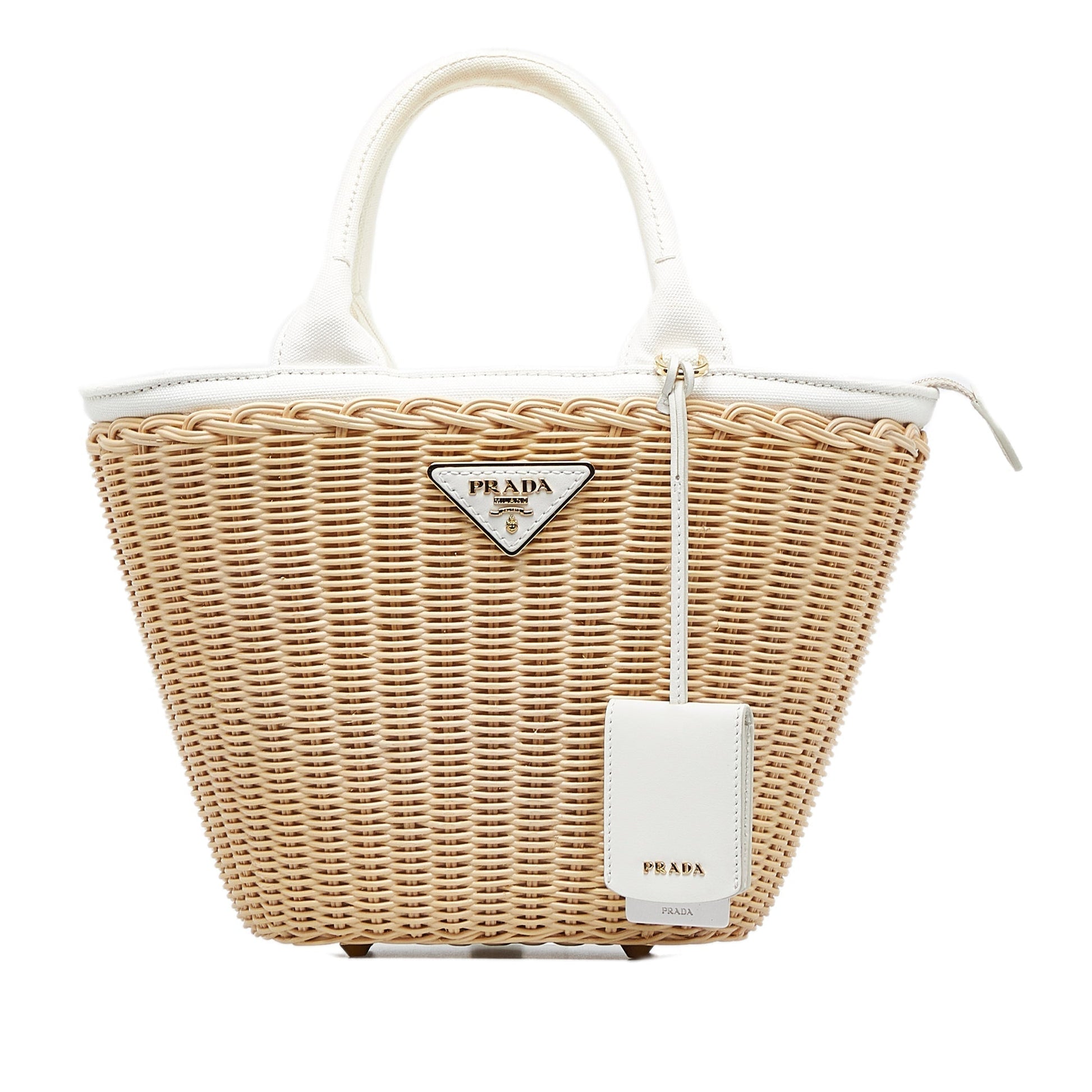 Prada Midollino Luxury Handbag Wicker Brown Travel Bag