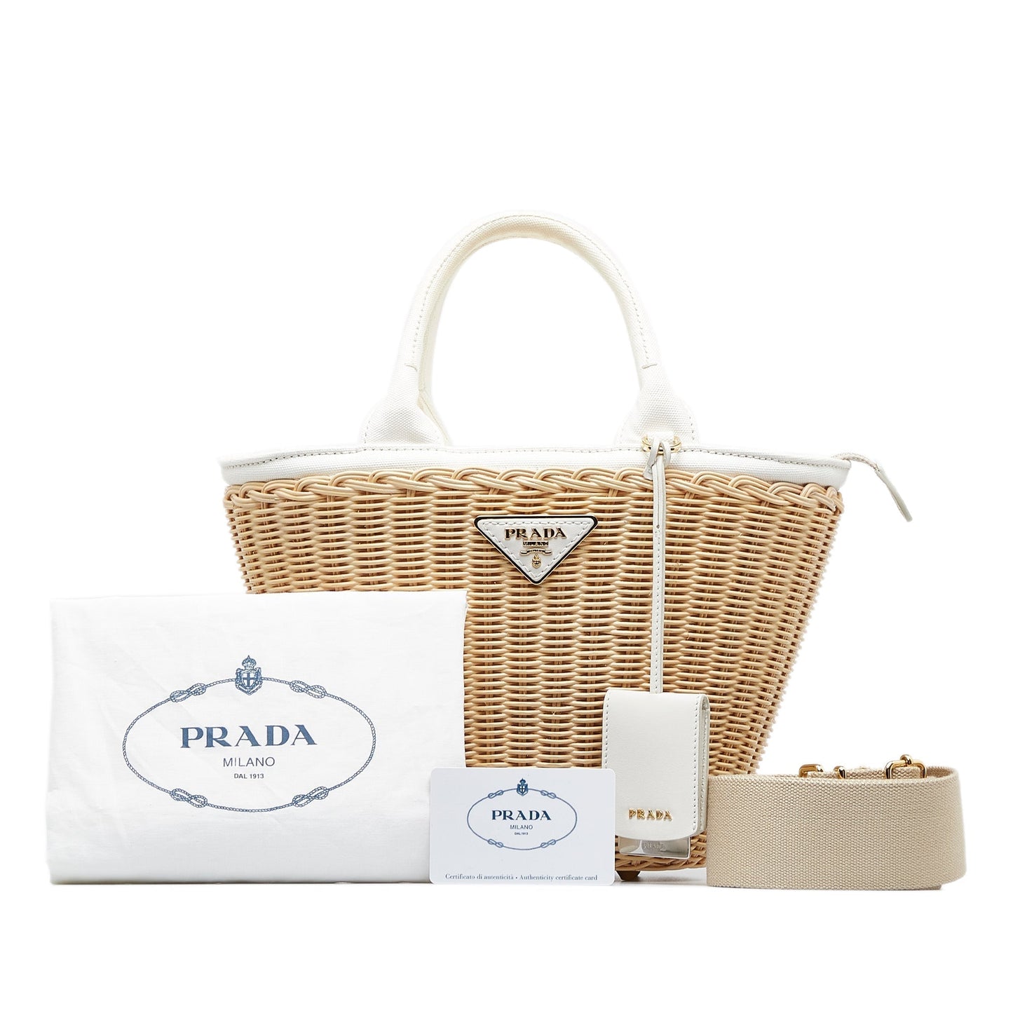 Prada Midollino Luxury Handbag Wicker Brown Travel Bag