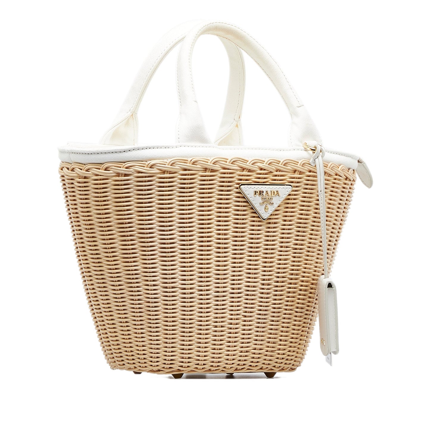 Prada Midollino Luxury Handbag Wicker Brown Travel Bag