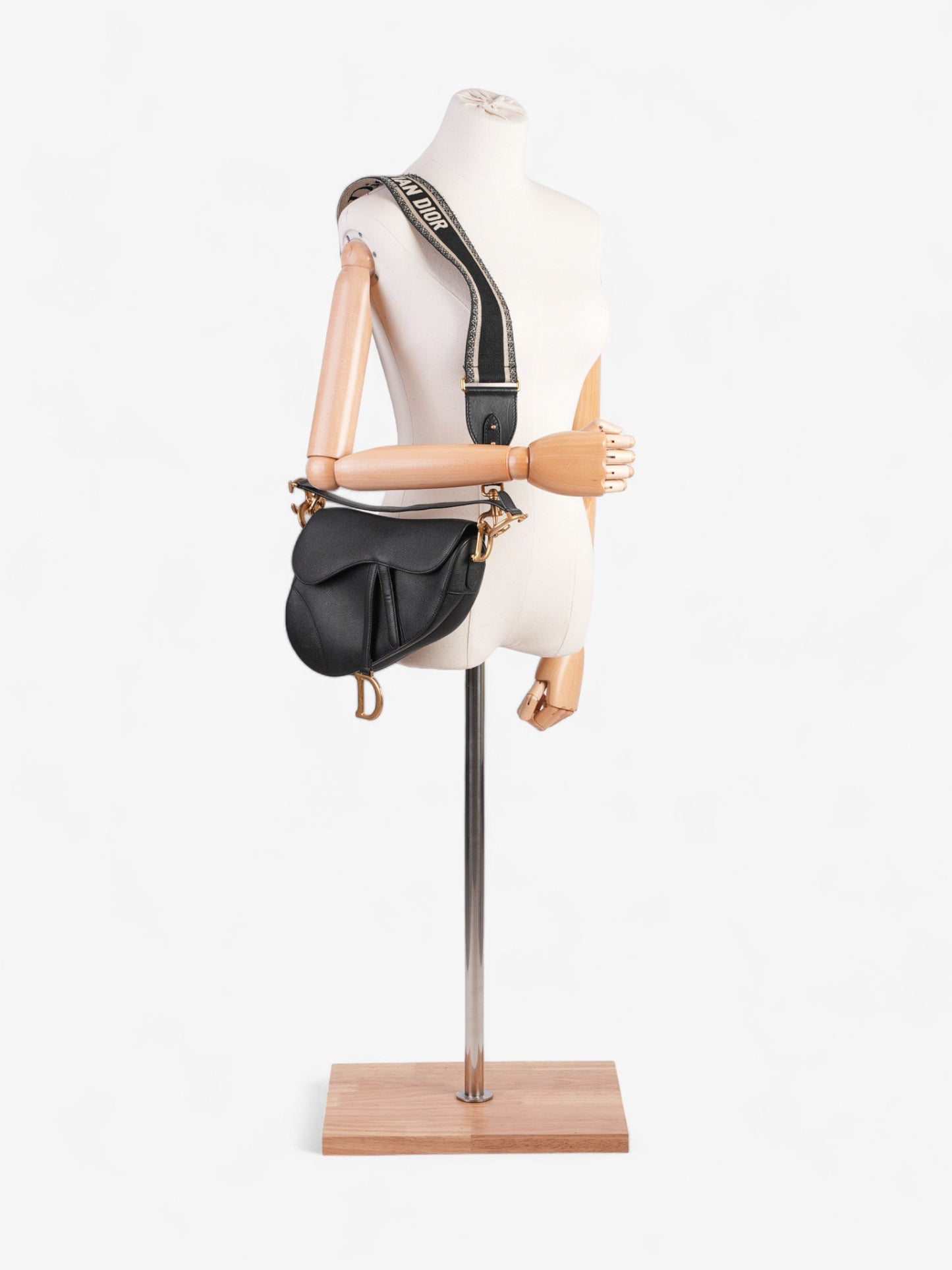 Dior Christian Saddle Bag Goatskin Leather Black Crossbody Bag