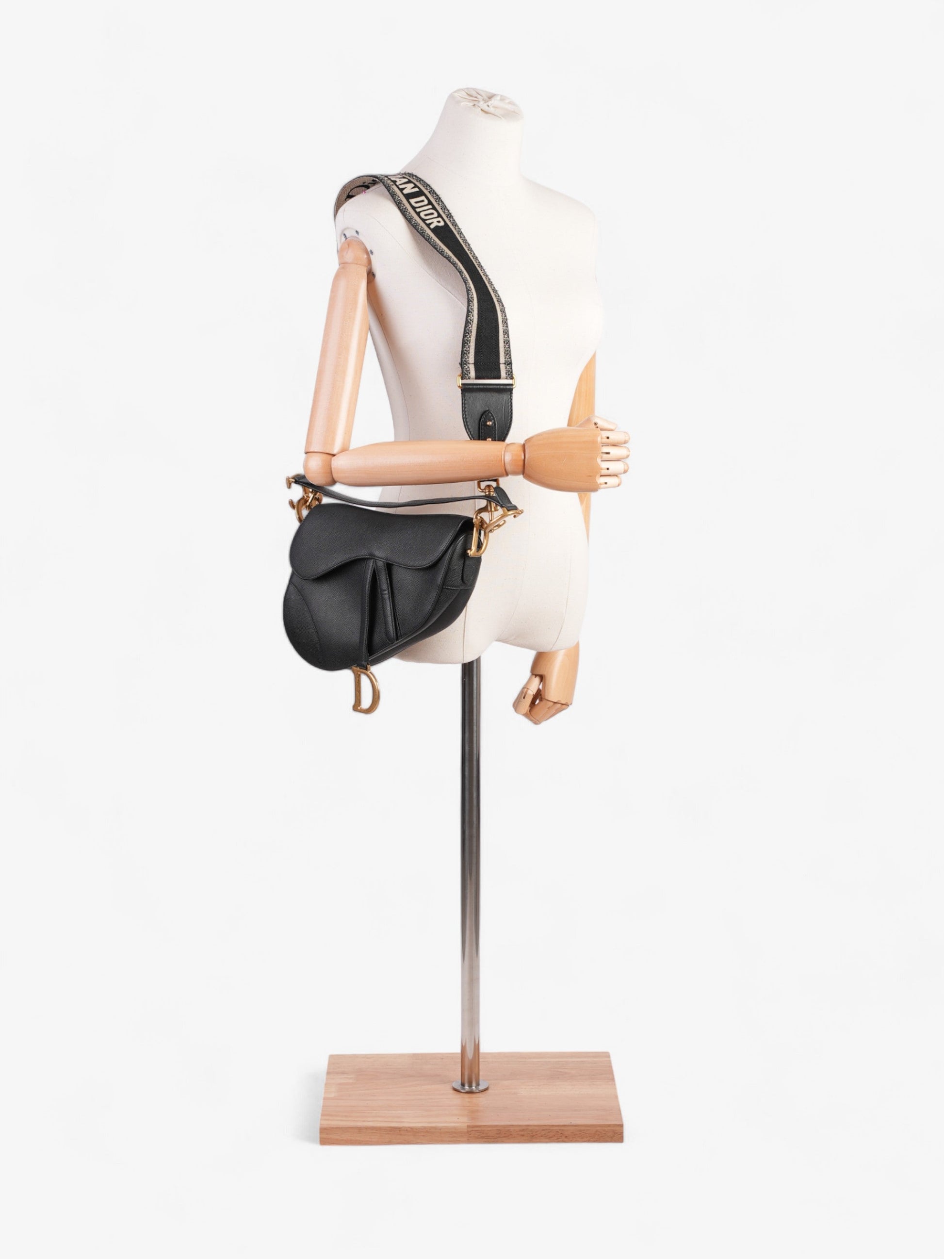 Dior Christian Saddle Bag Goatskin Leather Black Crossbody Bag