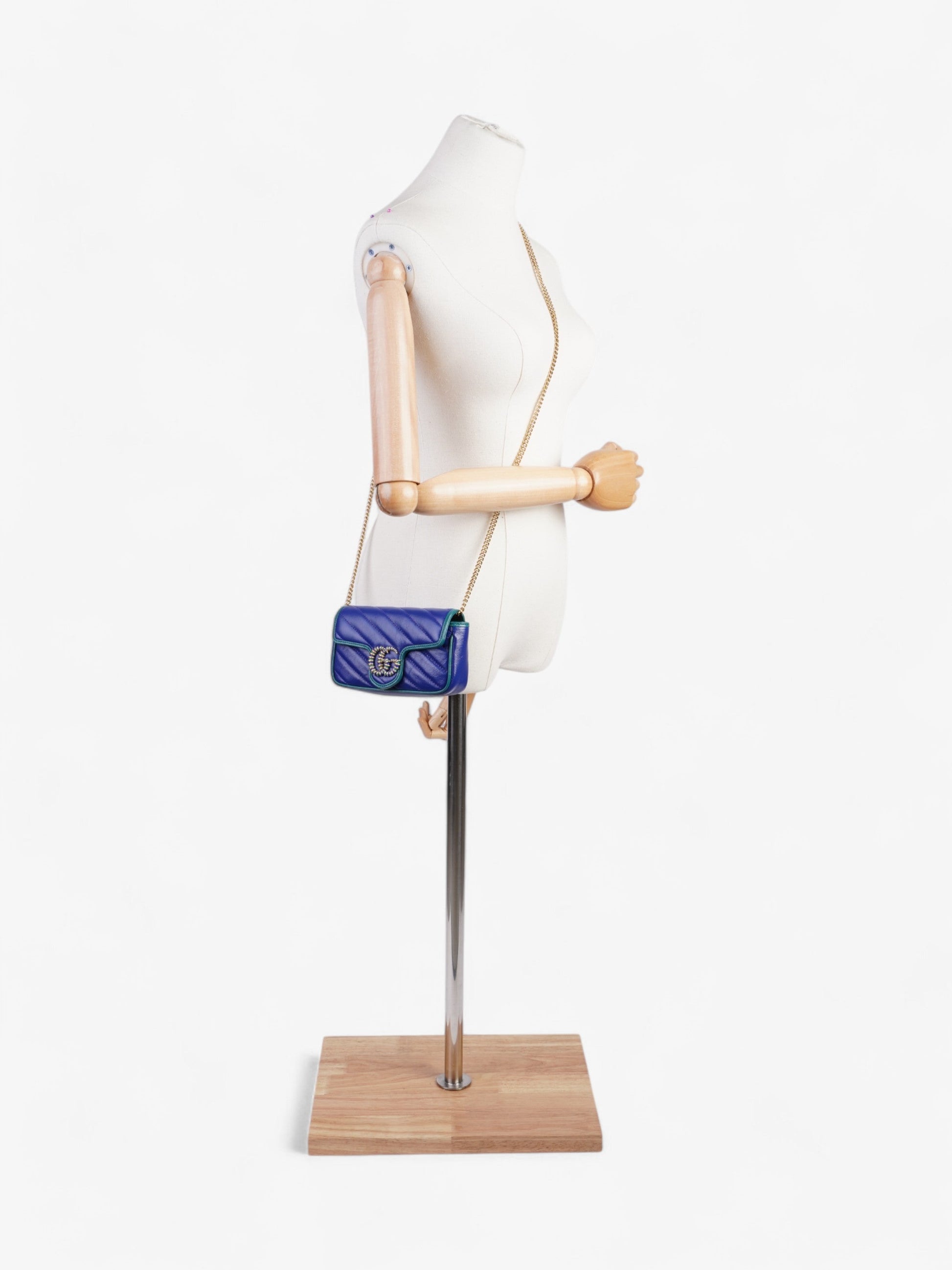 Gucci Marmont Green Super Mini Crossbody Bag Leather Matelasse