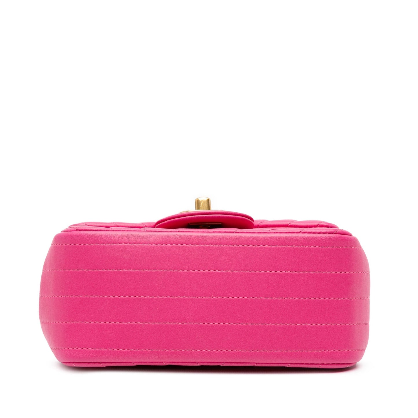 Pink Chanel Mini Square Classic Chevron Lambskin Flap Crossbody Bag