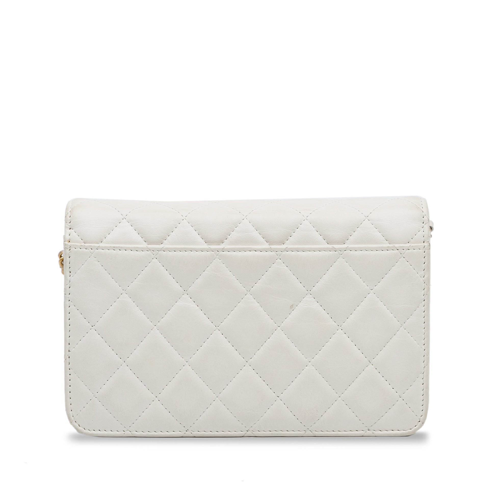 White Chanel Enchained Wallet on Chain Crossbody Bag