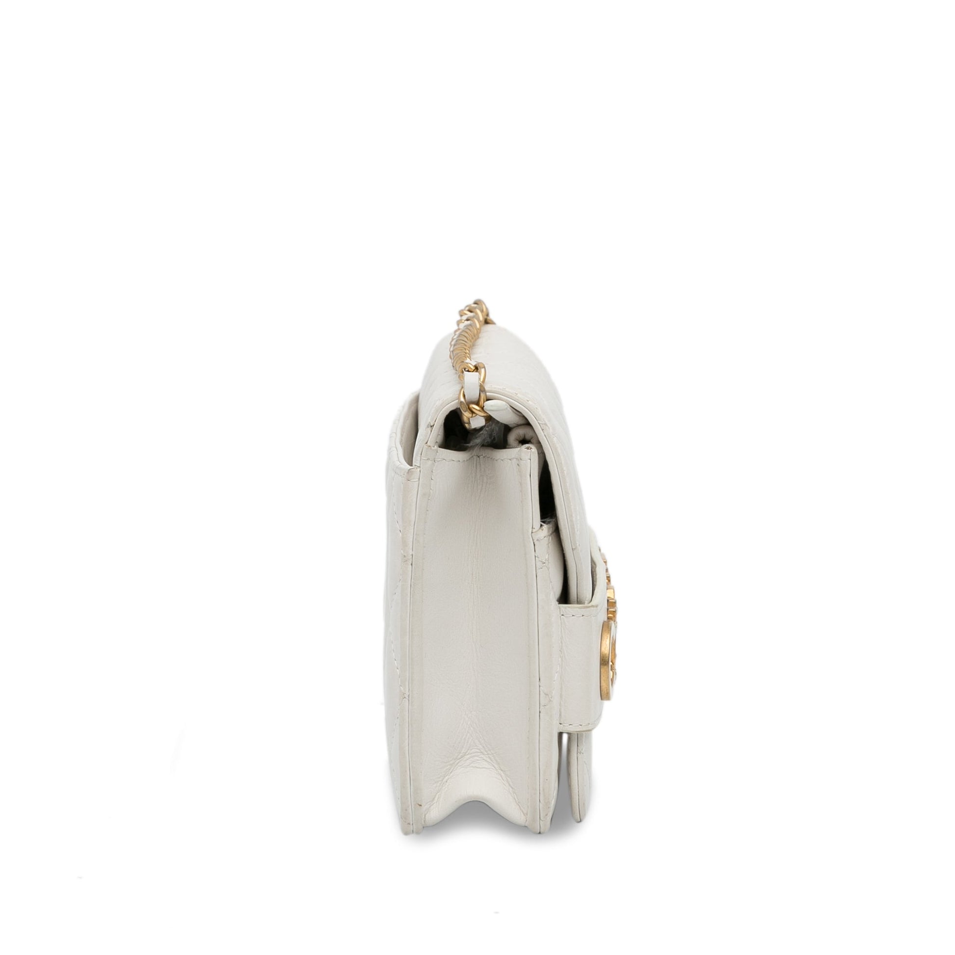 White Chanel Enchained Wallet on Chain Crossbody Bag