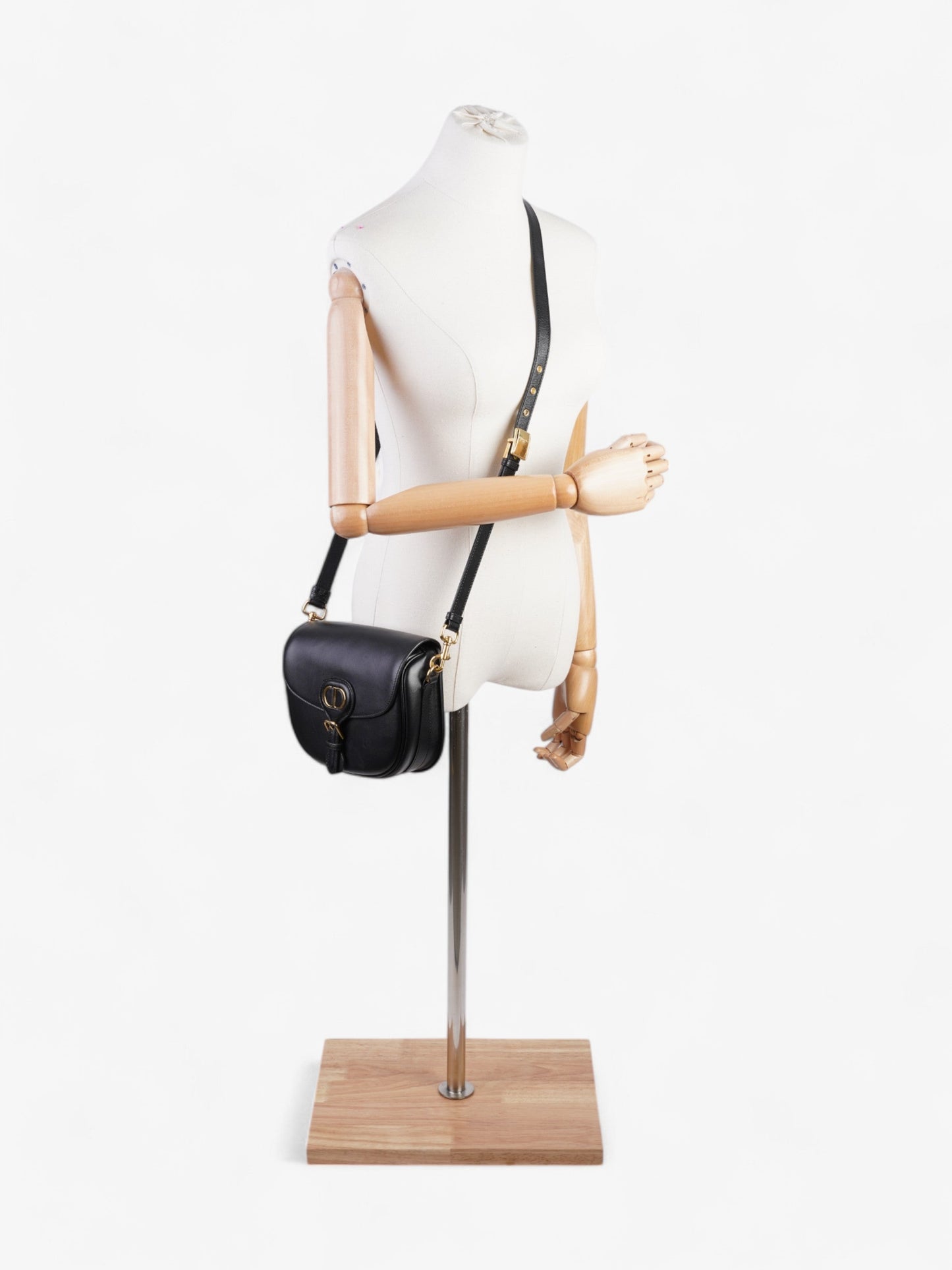 Dior Christian Bobby Calfskin Crossbody Bag Leather Black Medium