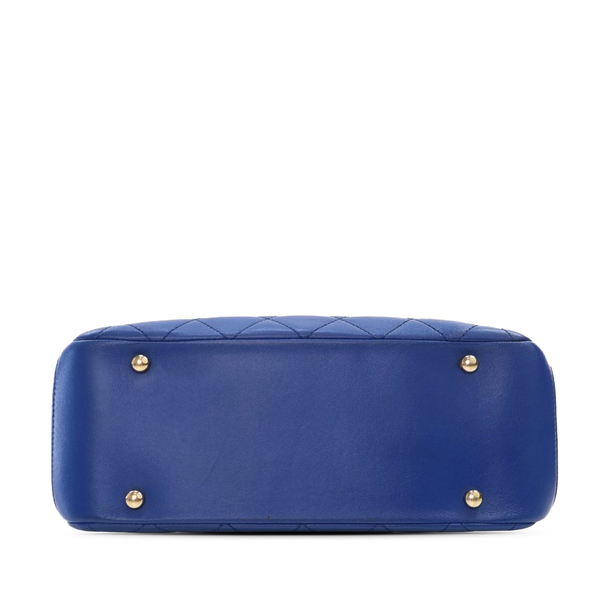 Blue Chanel Small Quilted Lambskin Carry Chic Satchel
