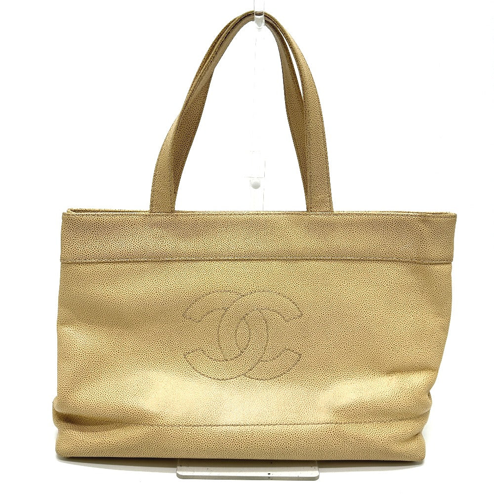 Chanel Caviar skin COCO Mark CC Beige Tote Bag