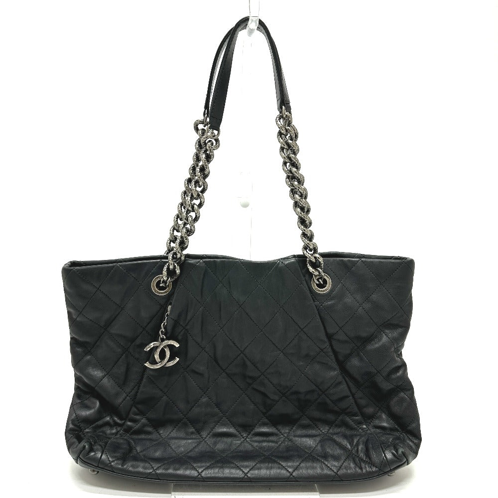 CHANEL Shoulder Bag leather black COCO Mark Matrasse Women  