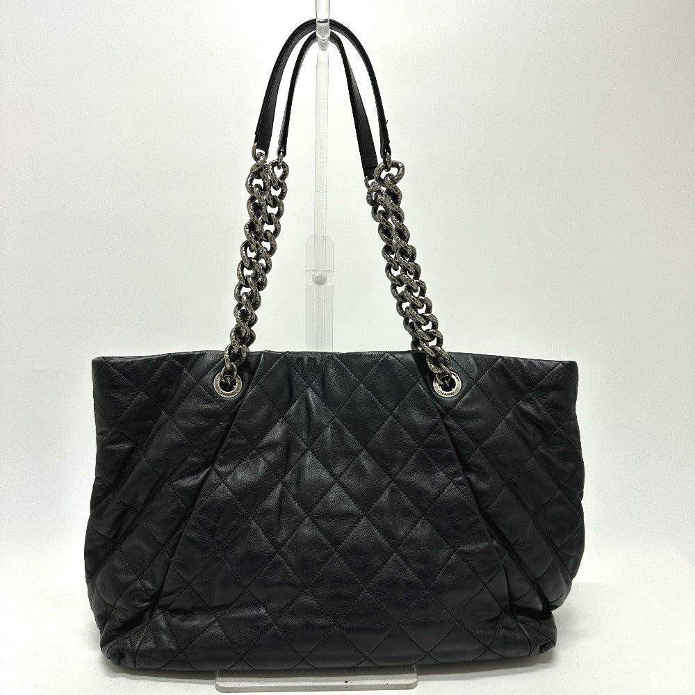 CHANEL Shoulder Bag leather black COCO Mark Matrasse Women  