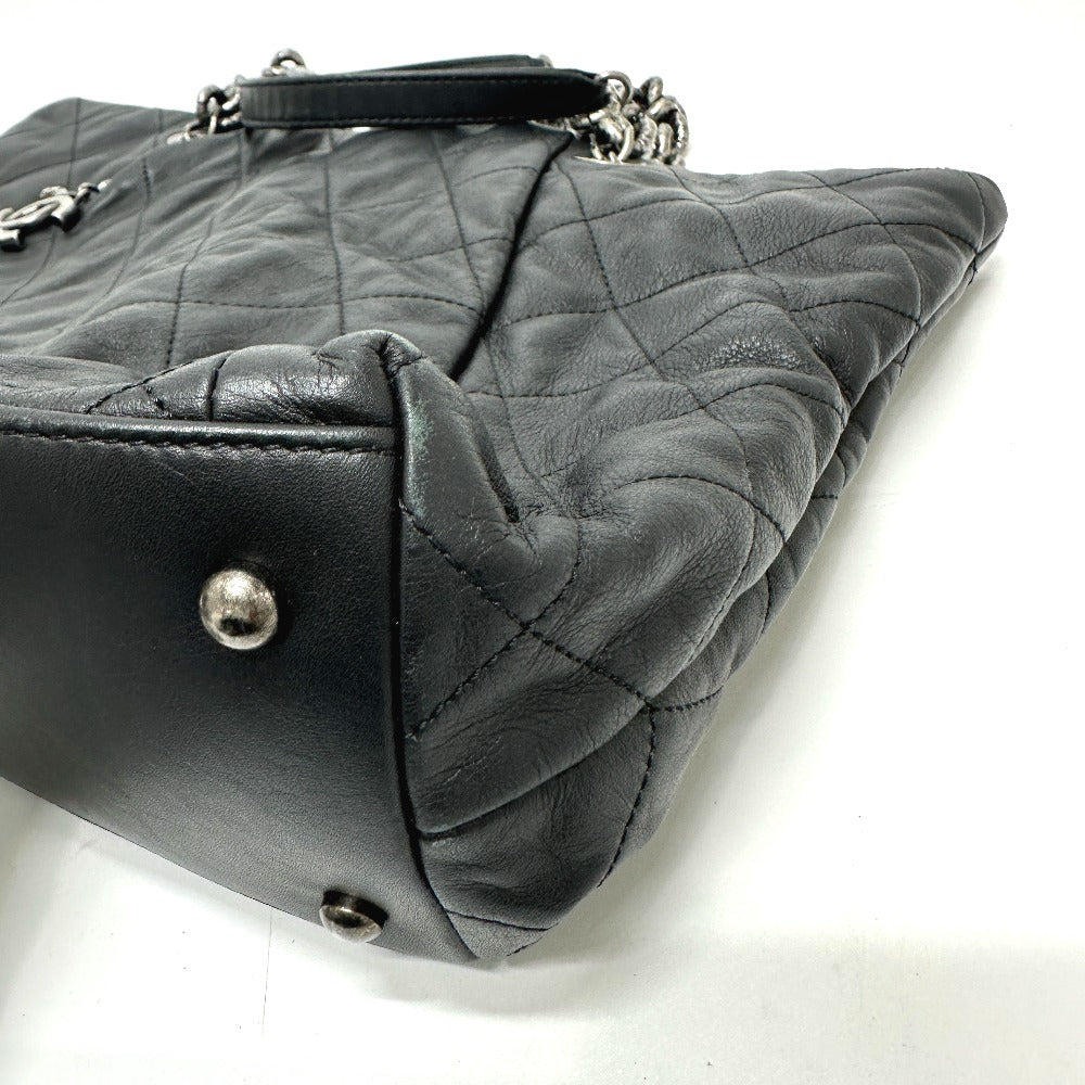 CHANEL Shoulder Bag leather black COCO Mark Matrasse Women  
