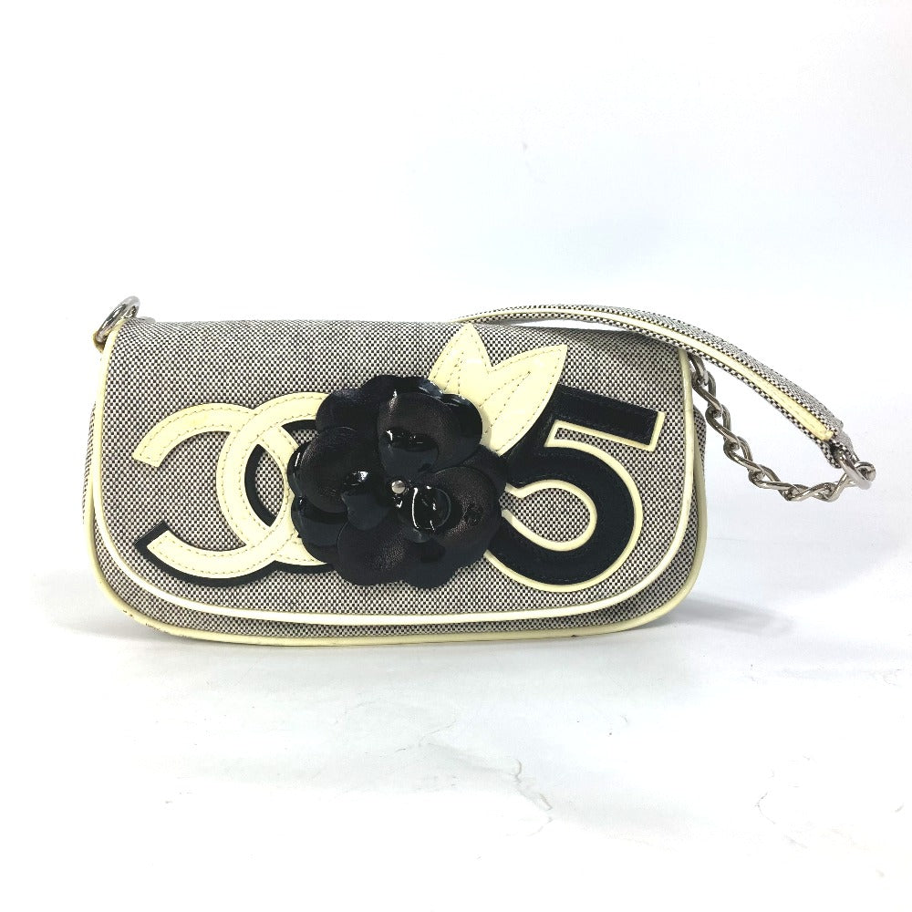 Chanel type No.5 CC Camellia COCO Mark Gray Canvas Shoulder Bag