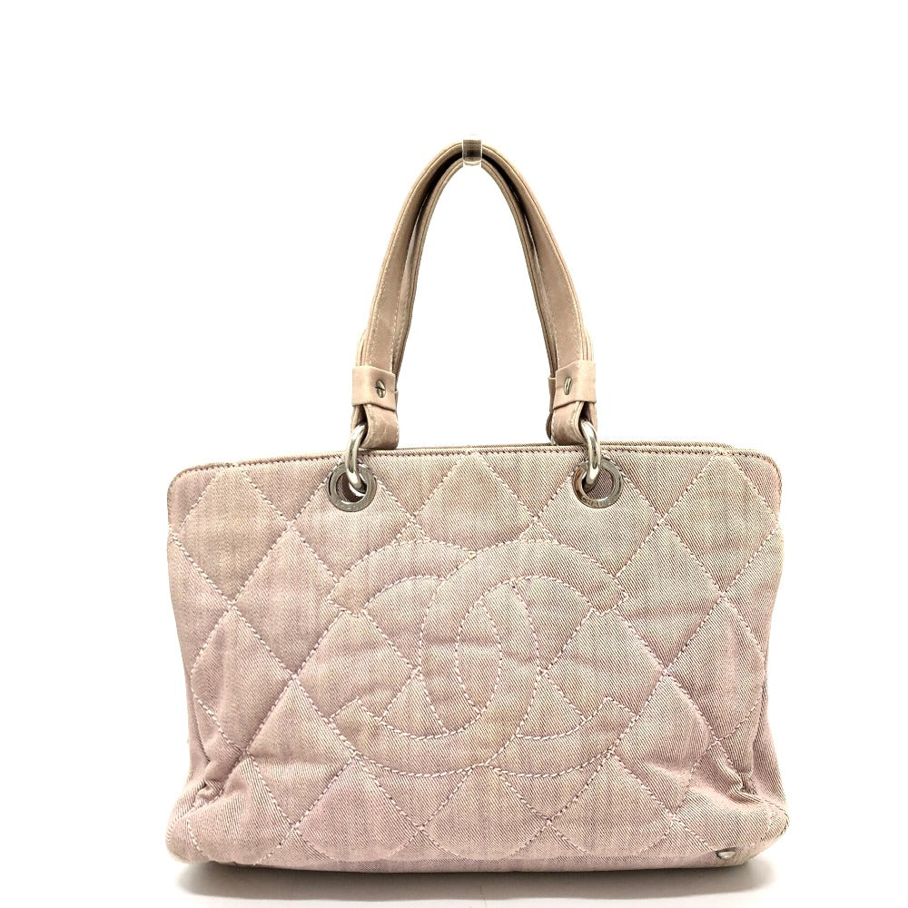 Chanel Cotton type COCO Mark CC Matrasse Pink Canvas Tote Bag