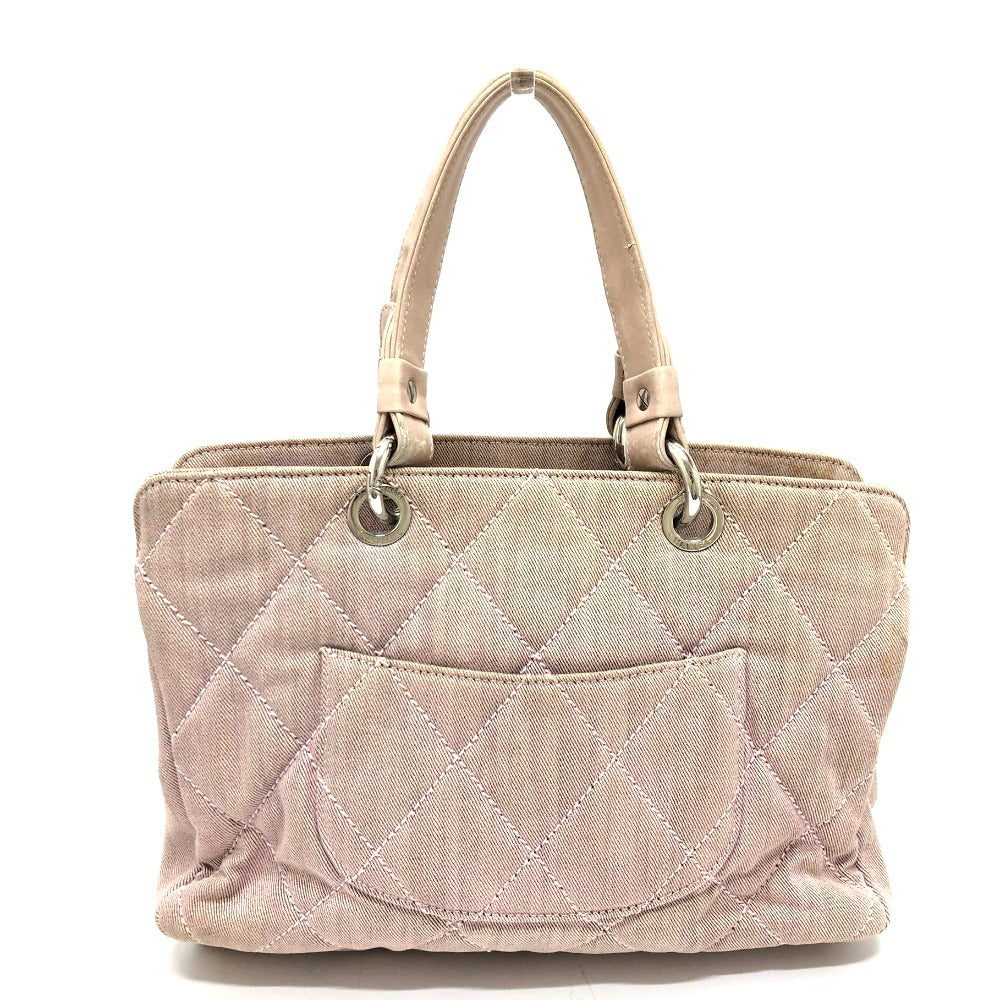 Chanel Cotton type COCO Mark CC Matrasse Pink Canvas Tote Bag