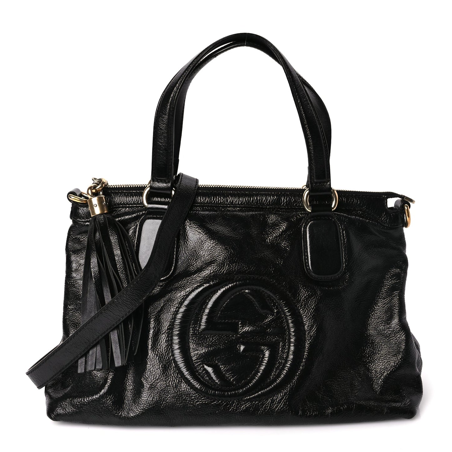 Gucci Vernice Naplack Small Soho Top Handle Satchel Black