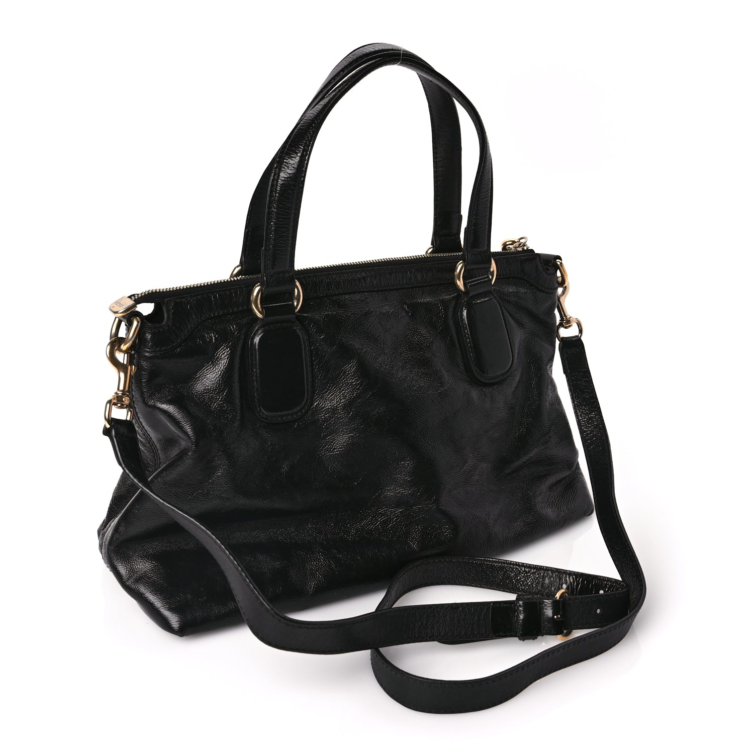 Gucci Vernice Naplack Small Soho Top Handle Satchel Black