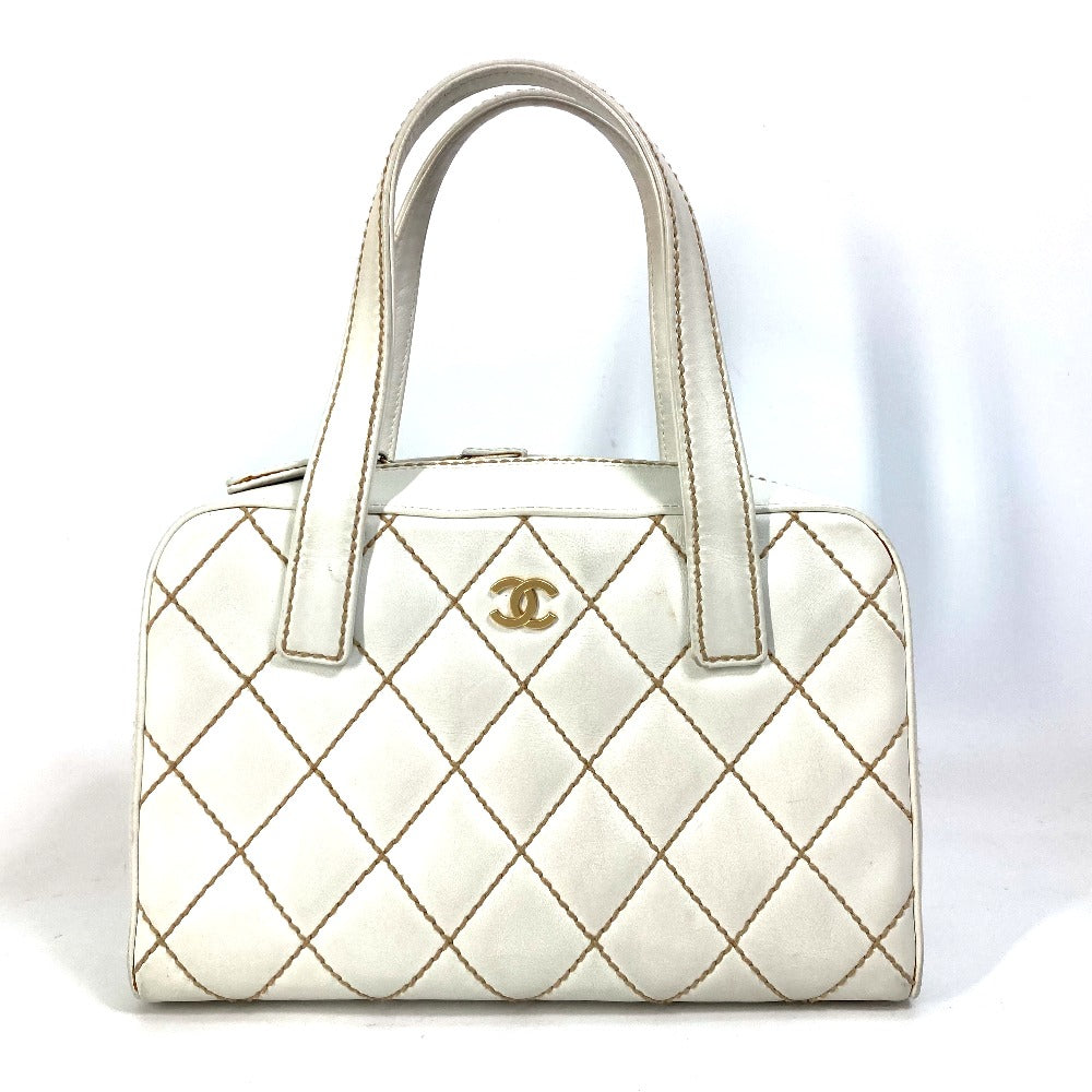 Chanel CC COCO Mark Wild stitch White Leather Handbag