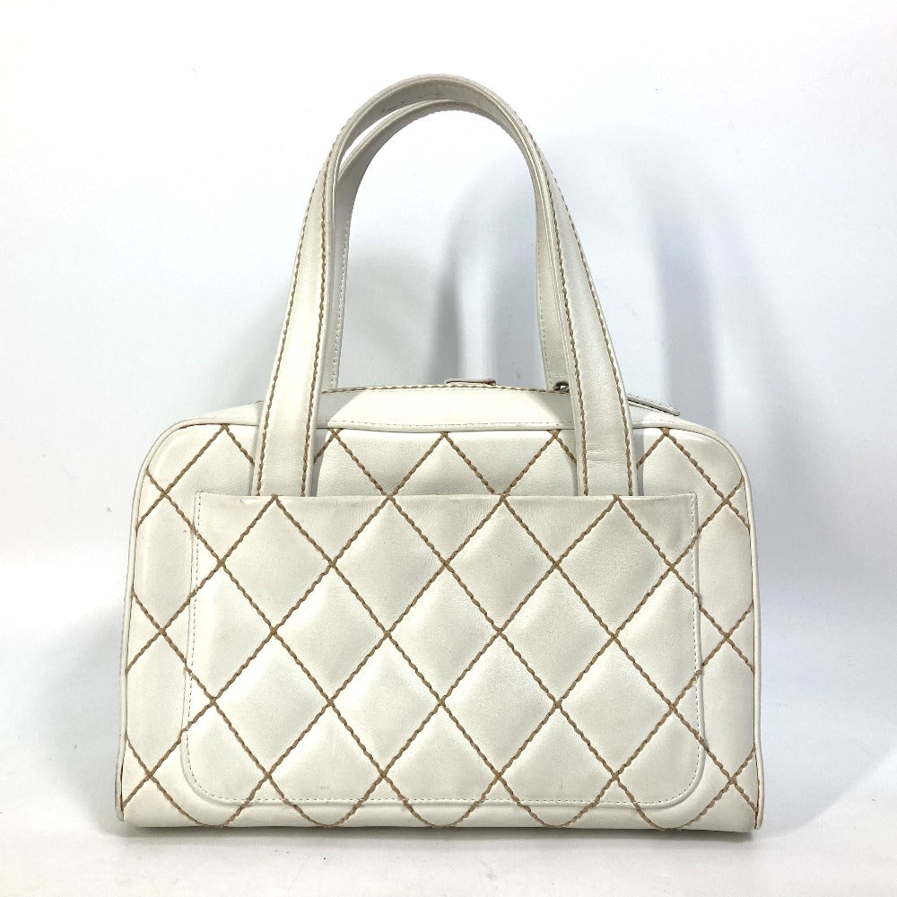 Chanel CC COCO Mark Wild stitch White Leather Handbag