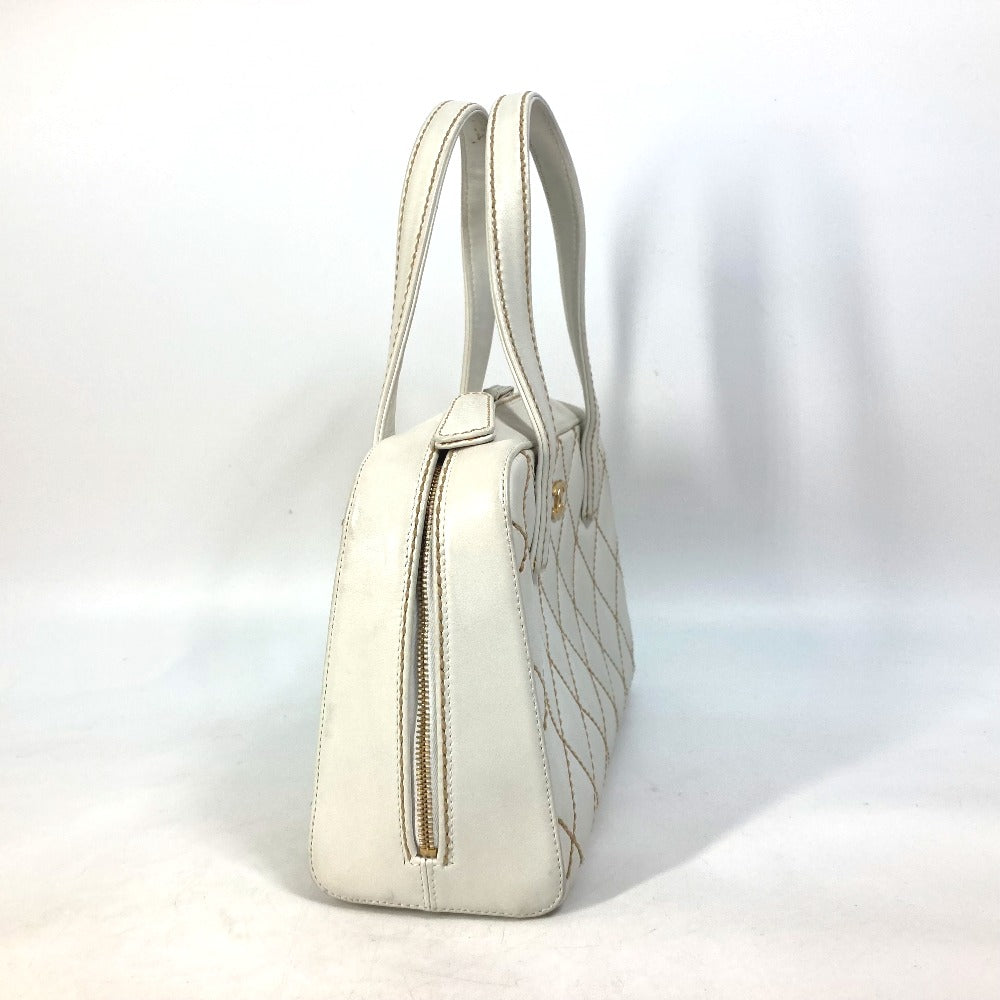 Chanel CC COCO Mark Wild stitch White Leather Handbag