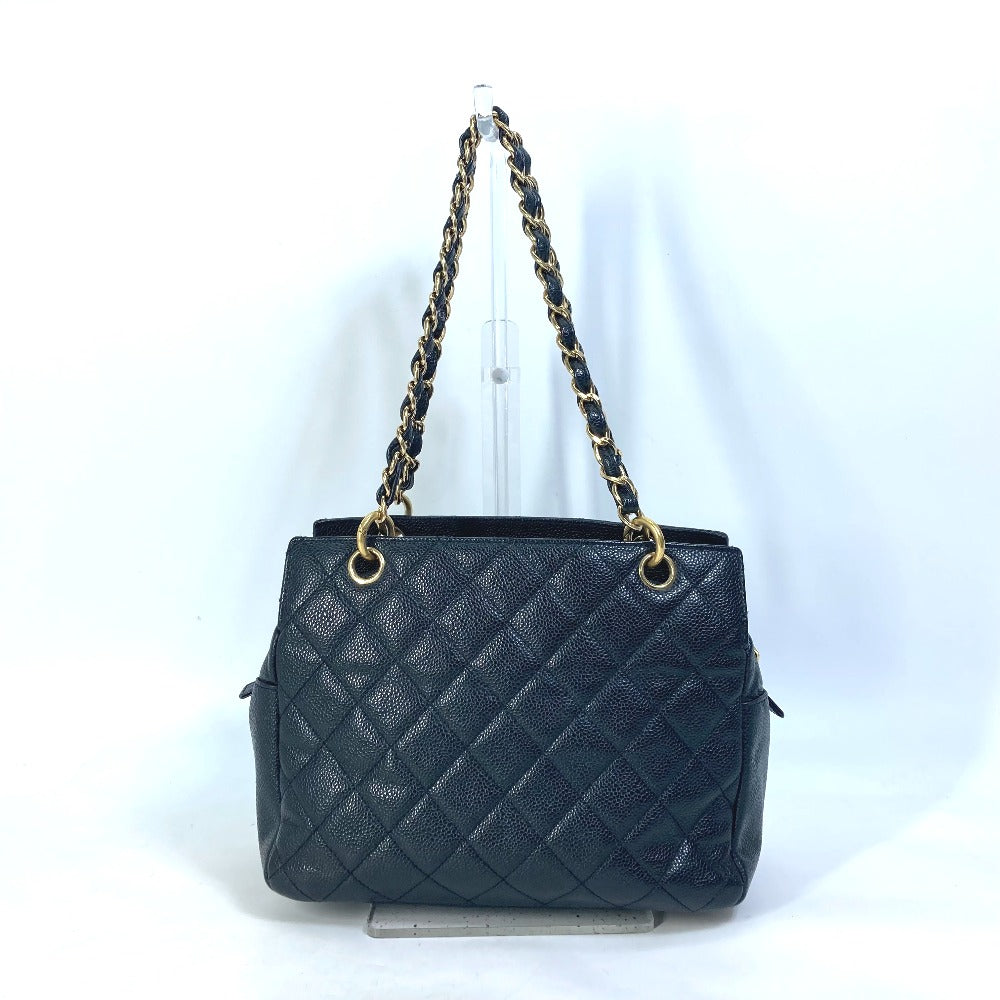 Chanel Caviar skin CC COCO Mark Matrasse Black Shoulder Bag Ot 38