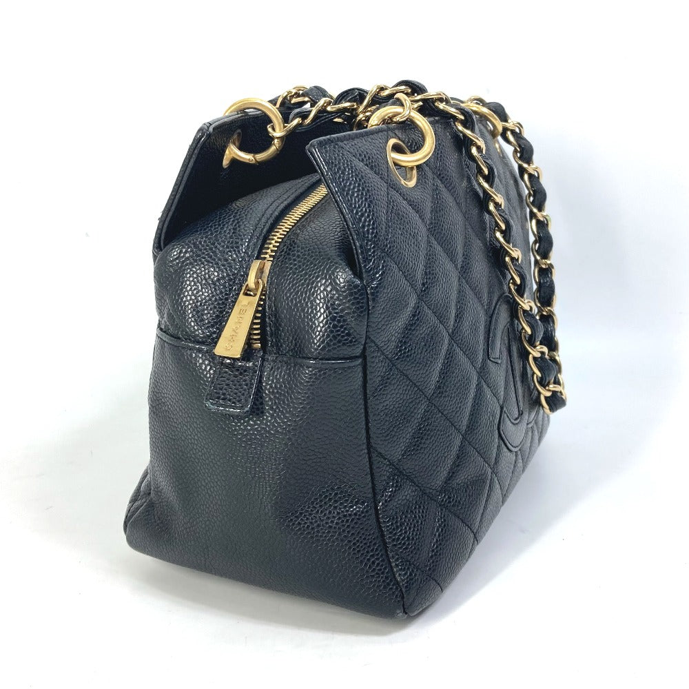Chanel Caviar skin CC COCO Mark Matrasse Black Shoulder Bag Ot 38