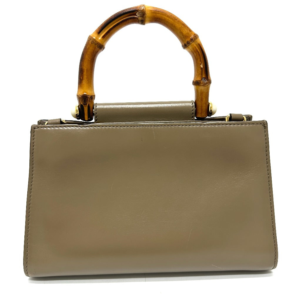Gucci Bamboo Faux Pearl Leather Brown Handbag