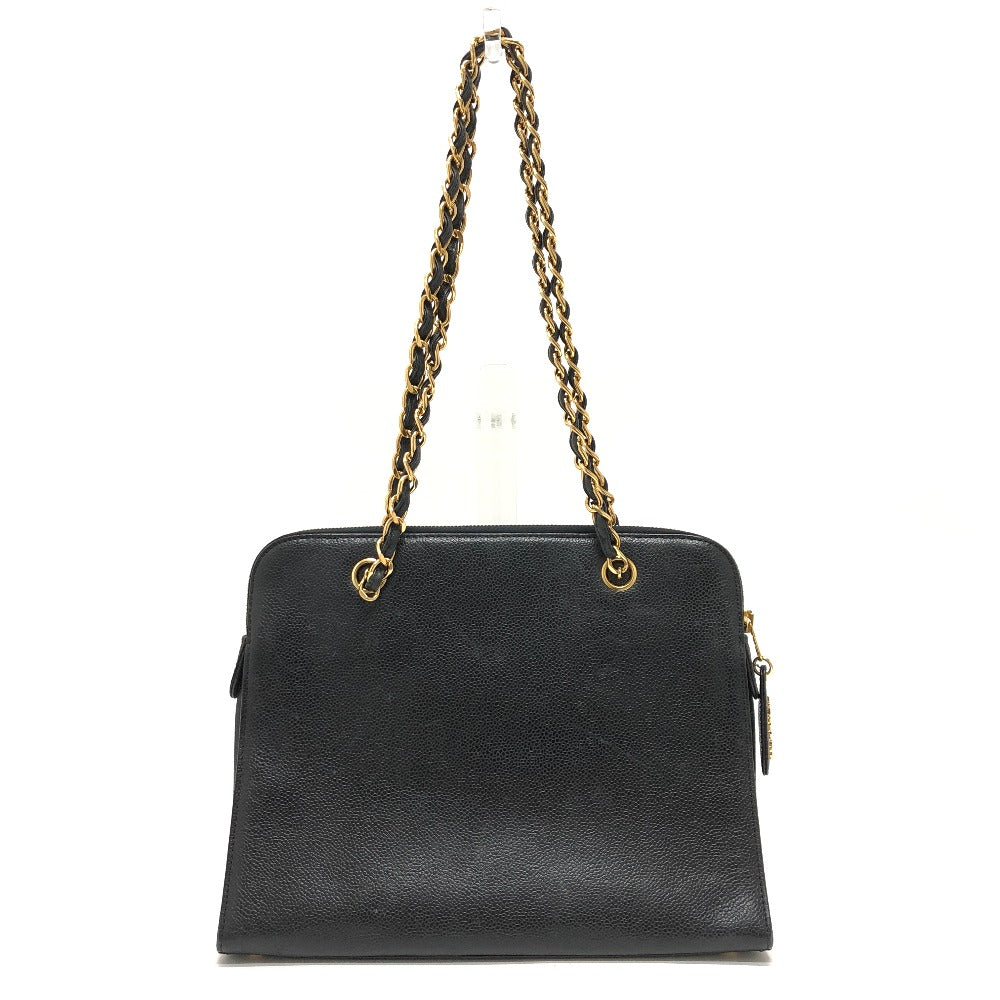 CHANEL Shoulder Bag Caviar skin black   COCO Mark CC Women  