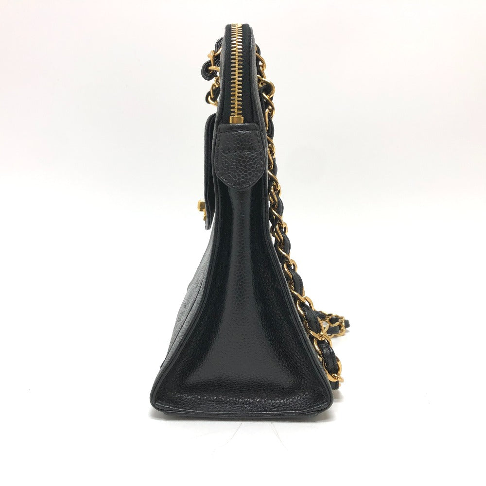 CHANEL Shoulder Bag Caviar skin black   COCO Mark CC Women  