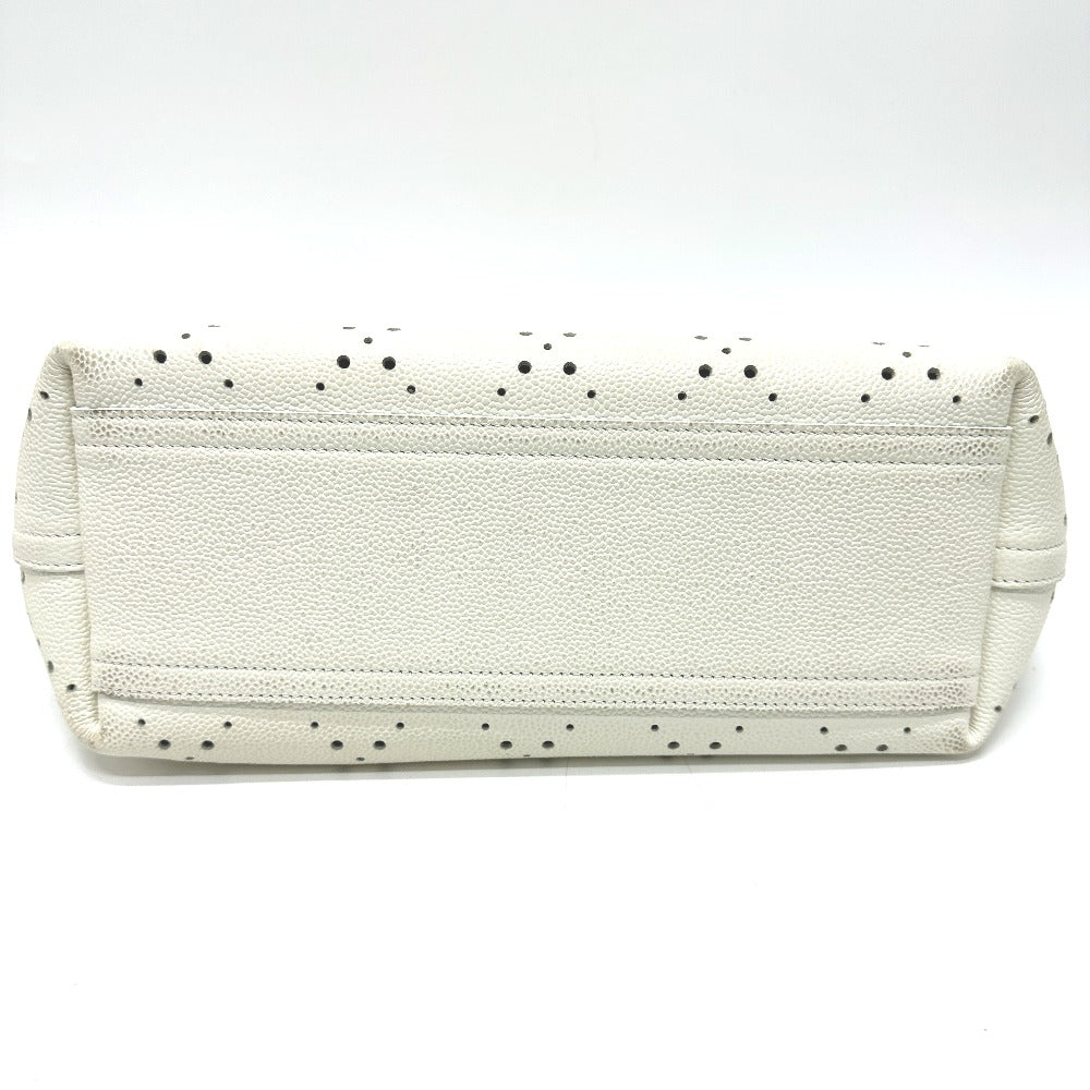 Chanel Soft caviar skin COCO Mark CC White Key Chain