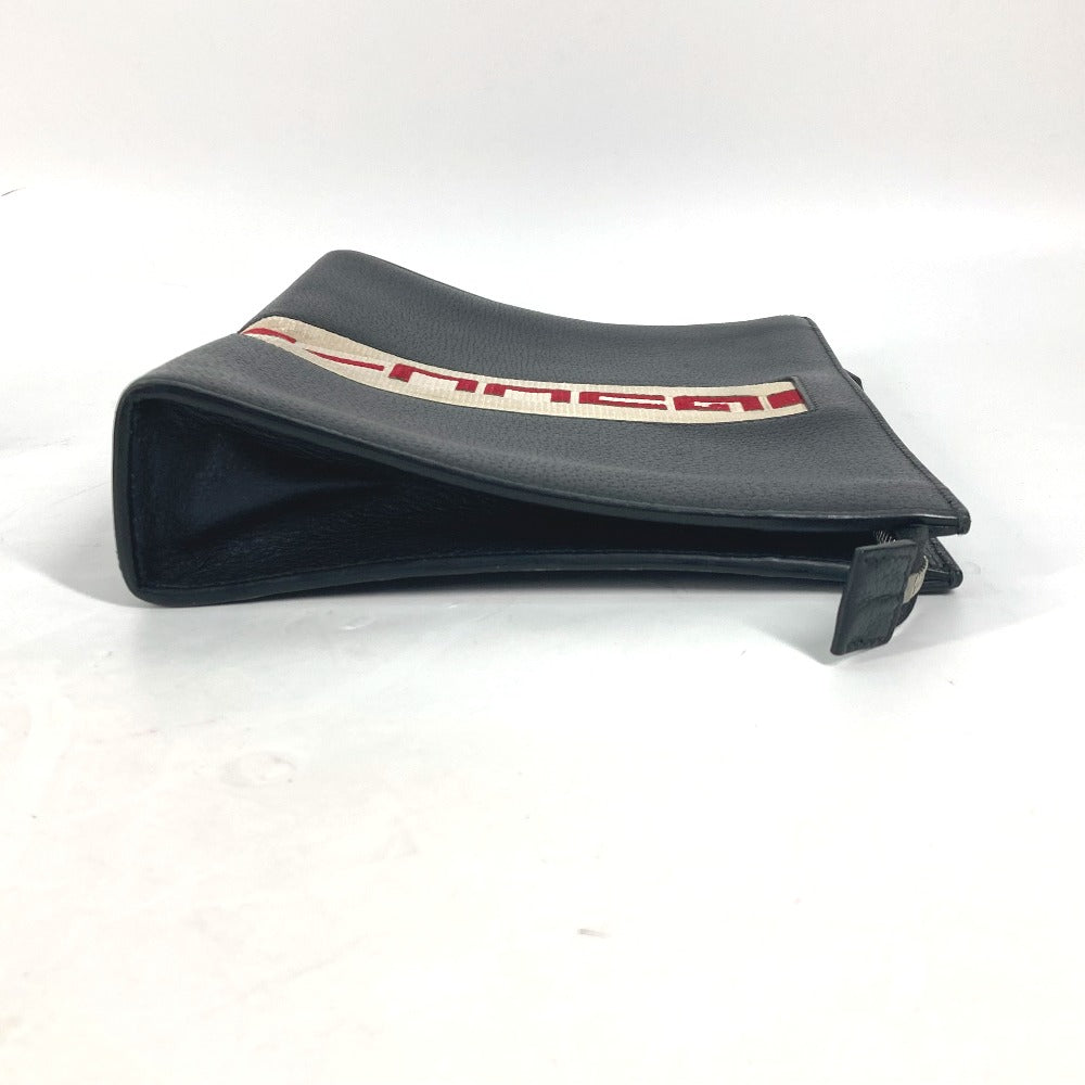 Gucci pouch web stripe Leather Black Logo Clutch Bag