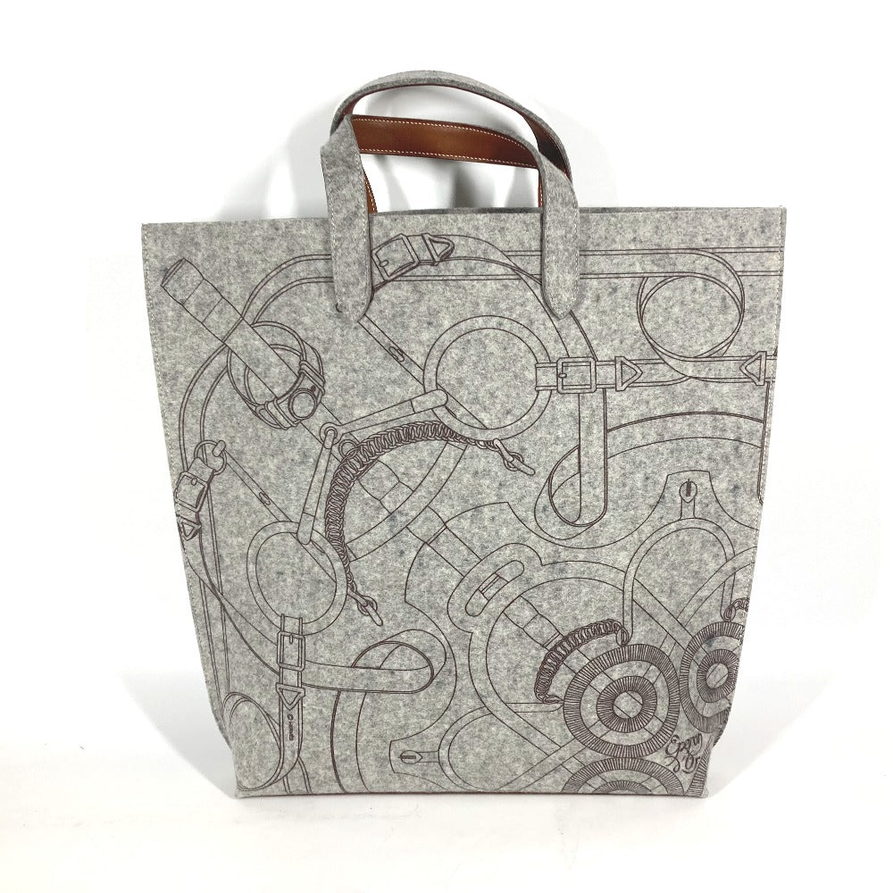 Hermes Tote Bag Felt Shoulder Bag Shoulder Bag Karimi Leather Gray