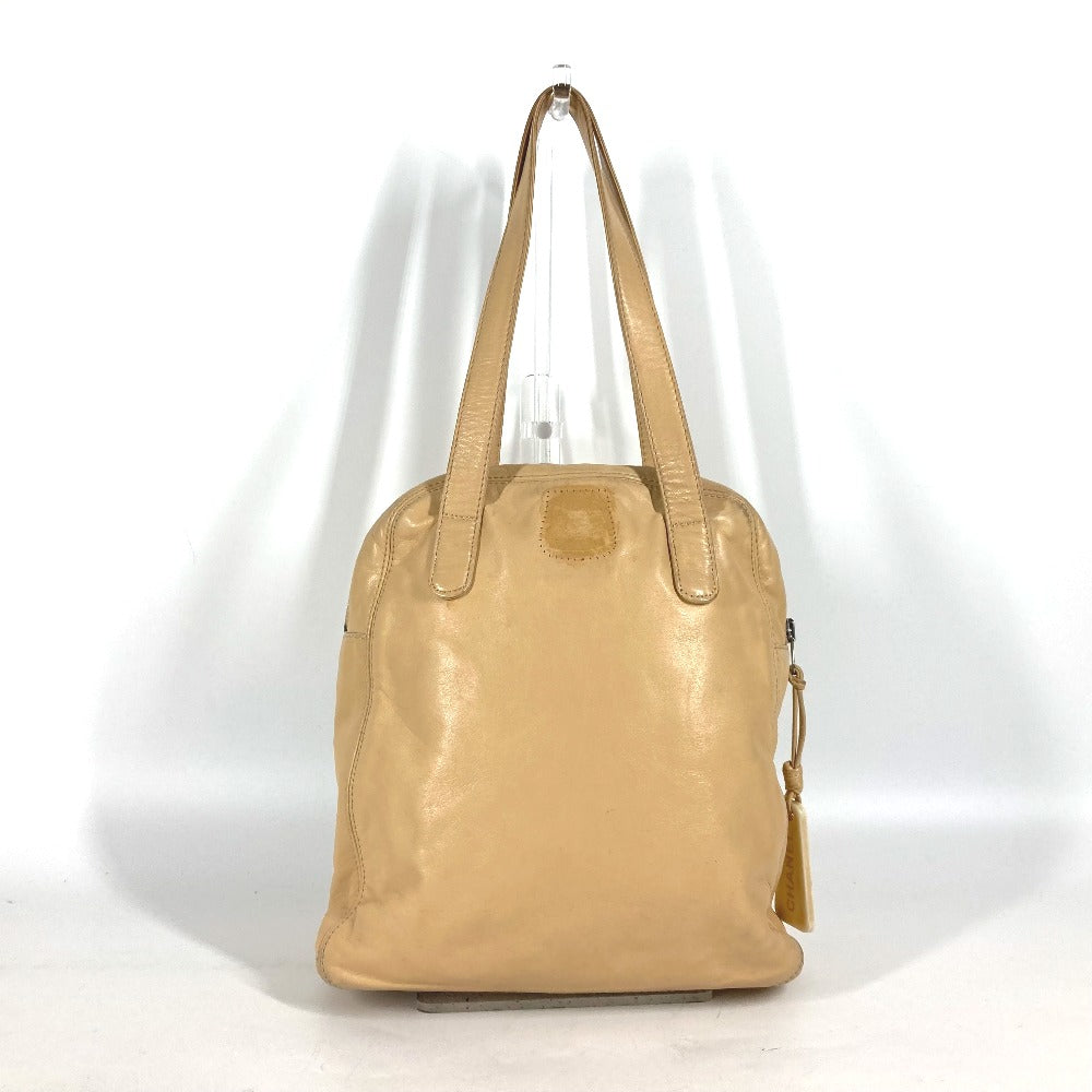 CHANEL Tote Bag leather beige logo CC COCO Mark Women  