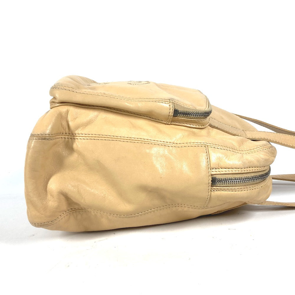 CHANEL Tote Bag leather beige logo CC COCO Mark Women  