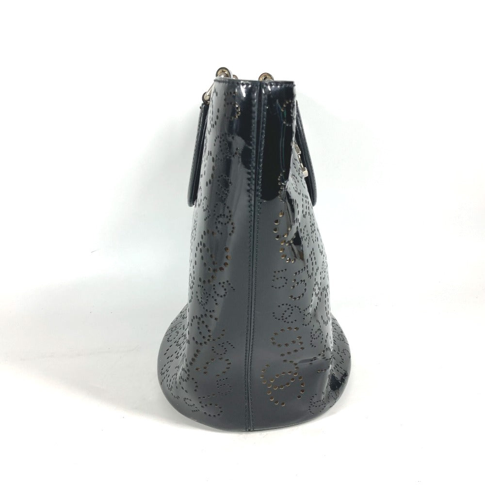 Chanel Patent punching logo CC COCO Mark Black Leather Tote Bag