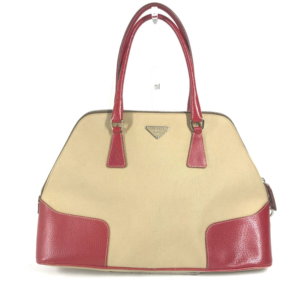 Shoulder Bag By Color Triangle Logo Plate Leather Canvas