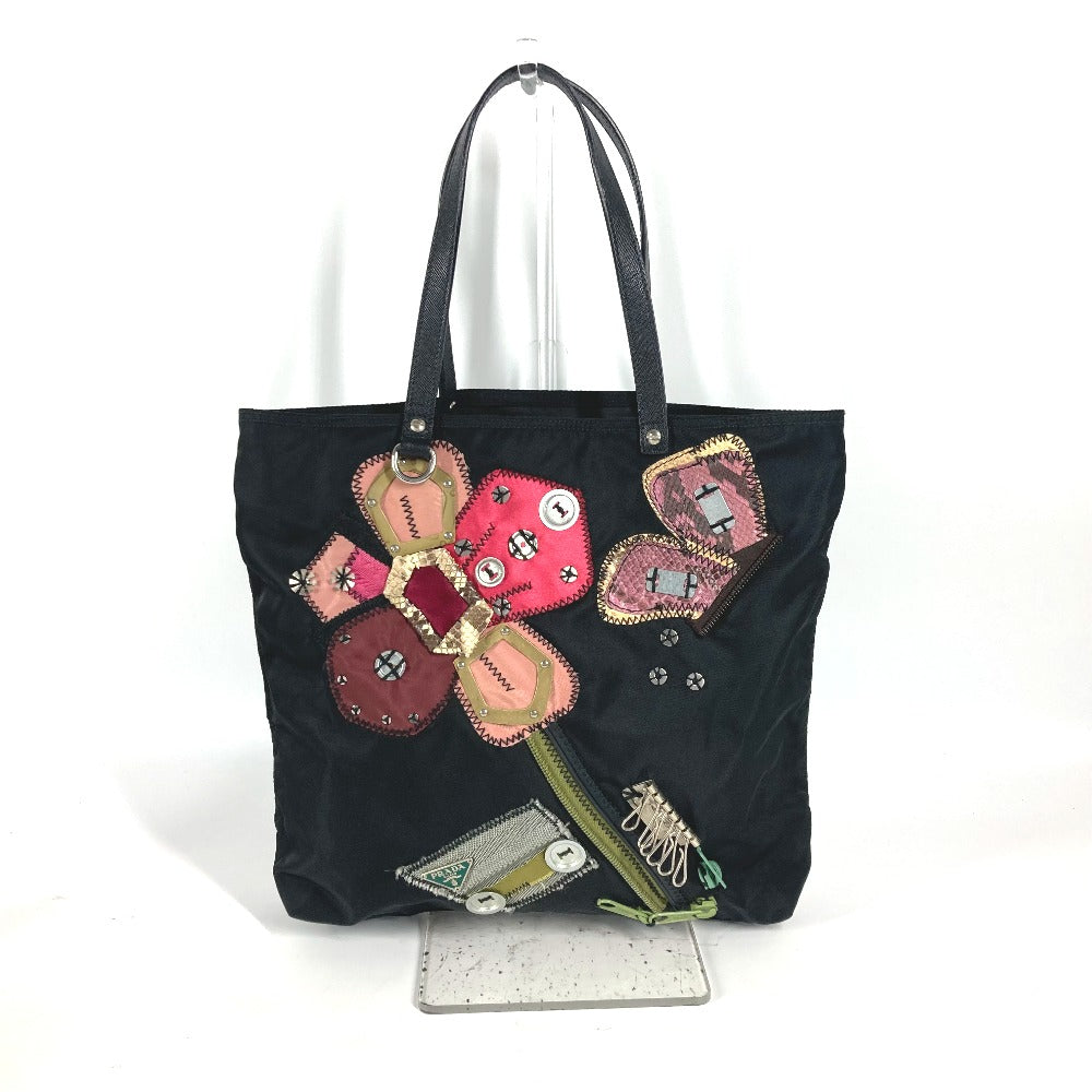 Tote Bag , Embroidery Flower Metal Flower Leather Nylon