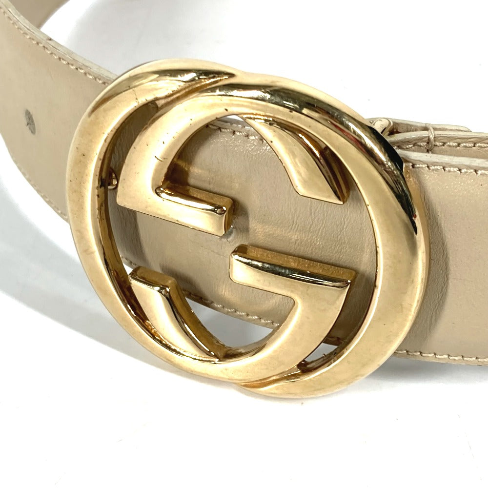 Gucci 037ï½¥ GG 65 Leather Beige Logo Belt