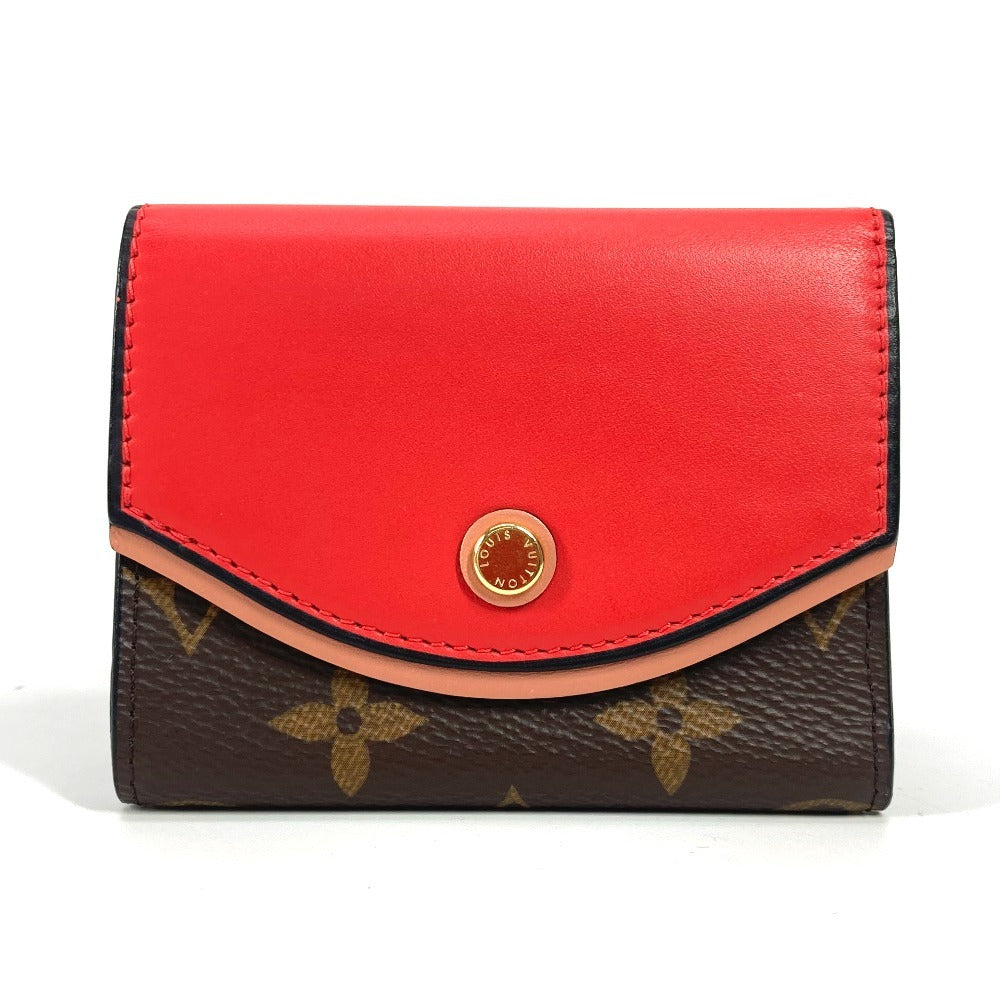 Louis Vuitton Trifold M63904 Portefeuille Tuileries Compact Monogram Leather Canvas Red Wallet Case