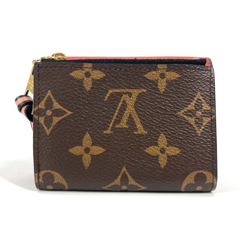 Louis Vuitton Trifold M63904 Portefeuille Tuileries Compact Monogram Leather Canvas Red Wallet Case