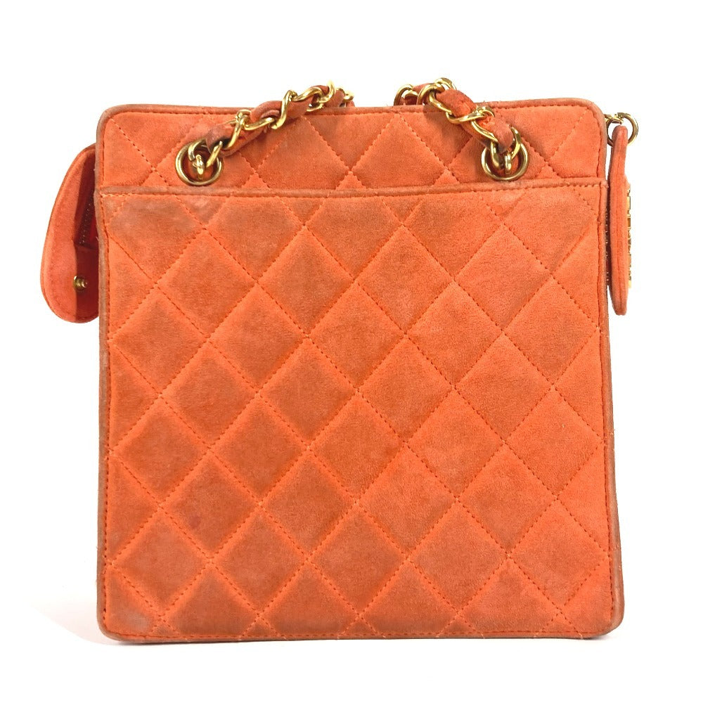 Chanel suede CC COCO Mark Matelasse Quilting Orange Shoulder Bag