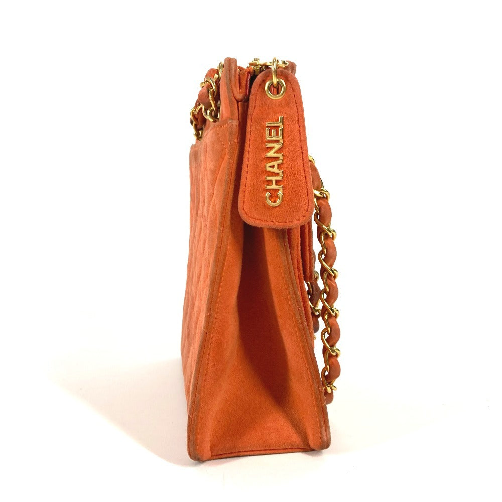 Chanel suede CC COCO Mark Matelasse Quilting Orange Shoulder Bag