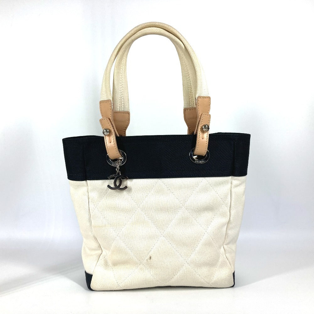 Chanel CC COCO Mark Paris Biarritz White PM Canvas Shoulder Bag