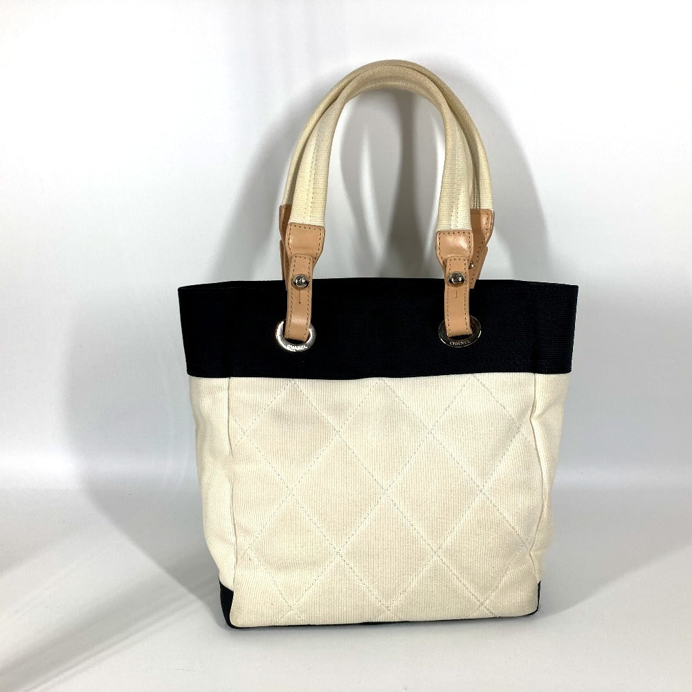 Chanel CC COCO Mark Paris Biarritz White PM Canvas Shoulder Bag