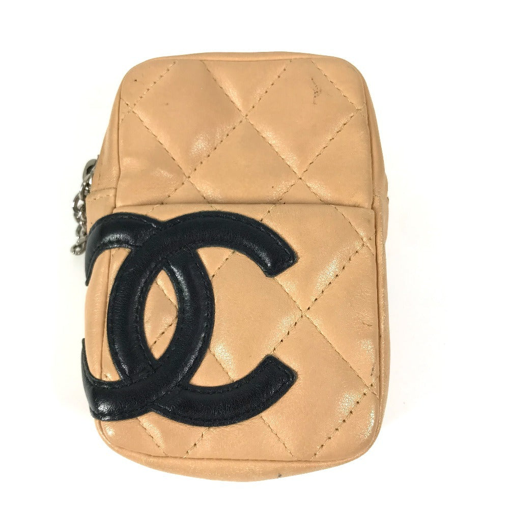 Chanel Cigarette Cambon line CC COCO Mark Beige Leather Handbag