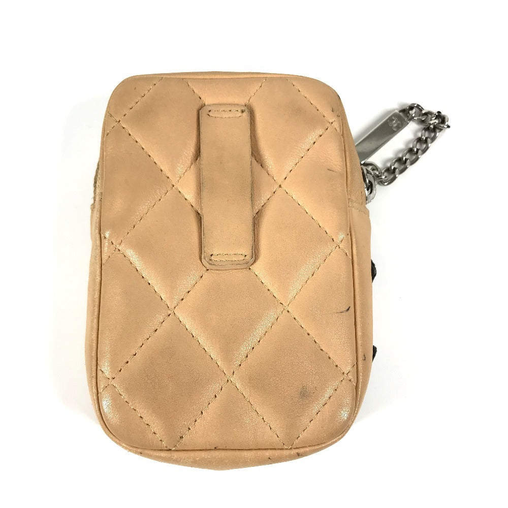 Chanel Cigarette Cambon line CC COCO Mark Beige Leather Handbag